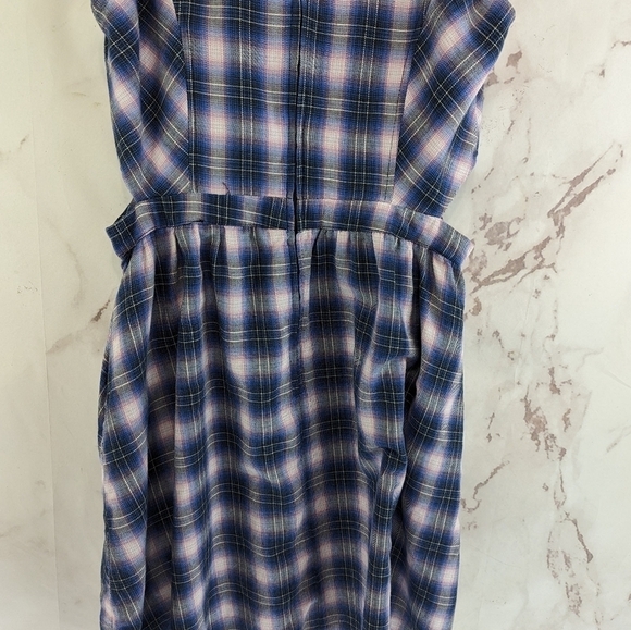 Hot Topic Dress Womens Medium Purple Plaid Cutout Skater Tank Mini Grunge Y2K - Picture 7 of 13